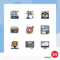 Stock Vector Icon Pack of 9 Line Signs and Symbols for profit media labour audio radio Editable Vector Design Elements