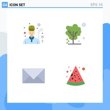 Set of 4 Vector Flat Icons on Grid for golf communication game soil contact us Editable Vector Design Elements