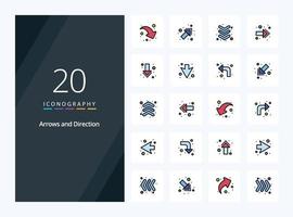 20 Arrow line Filled icon for presentation vector