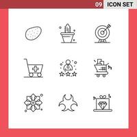 Modern Set of 9 Outlines and symbols such as rating person achievement employee medical Editable Vector Design Elements