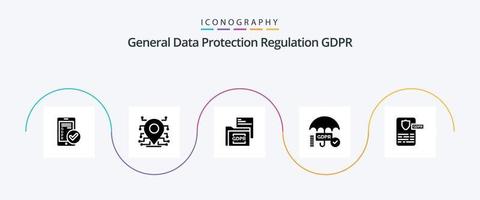 paquete de iconos gdpr glyph 5 que incluye . carpeta procesador expediente . datos vector