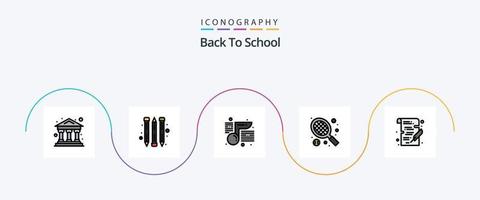 la línea de regreso a la escuela llenó el paquete de iconos planos 5 que incluye. escribe. escuela. escribe. escuela vector