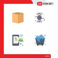 Group of 4 Flat Icons Signs and Symbols for box internet of things e science wifi Editable Vector Design Elements