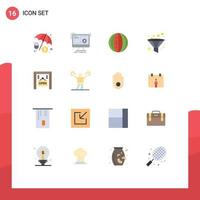 Pictogram Set of 16 Simple Flat Colors of open funnel drink filter watermelon Editable Pack of Creative Vector Design Elements