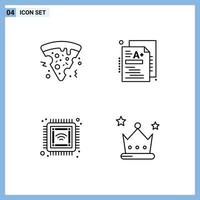 Modern Set of 4 Filledline Flat Colors and symbols such as fast food future test knowledge achievement Editable Vector Design Elements