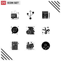9 Creative Icons Modern Signs and Symbols of play games bulb brick leaf Editable Vector Design Elements