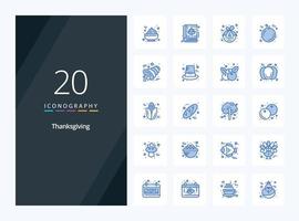 20 Thanksgiving Blue Color icon for presentation vector