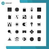 Group of 25 Solid Glyphs Signs and Symbols for illustration design protect create revenue Editable Vector Design Elements