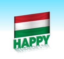 Hungary independence day. Simple Hungary flag and billboard in the sky. 3d lettering template. Ready special day design message. vector