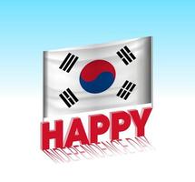 South Korea independence day. Simple South Korea flag and billboard in the sky. 3d lettering template. Ready special day design message. vector