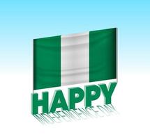 día de la independencia de nigeria. bandera de nigeria simple y cartelera en el cielo. plantilla de letras 3d. mensaje de diseño de día especial listo. vector