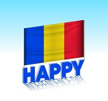 día de la independencia de rumania. simple bandera de rumania y cartelera en el cielo. plantilla de letras 3d. mensaje de diseño de día especial listo. vector