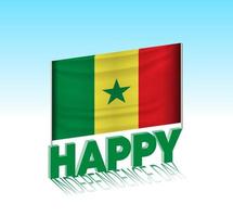 día de la independencia de senegal. simple bandera de senegal y cartelera en el cielo. plantilla de letras 3d. mensaje de diseño de día especial listo. vector