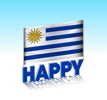 día de la independencia de uruguay. simple bandera de uruguay y cartelera en el cielo. plantilla de letras 3d. mensaje de diseño de día especial listo. vector