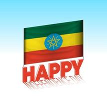 Ethiopia independence day. Simple Ethiopia flag and billboard in the sky. 3d lettering template. Ready special day design message. vector