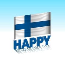 Finland independence day. Simple Finland flag and billboard in the sky. 3d lettering template. Ready special day design message. vector