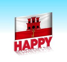 Gibraltar independence day. Simple Gibraltar flag and billboard in the sky. 3d lettering template. Ready special day design message. vector