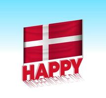 Denmark independence day. Simple Denmark flag and billboard in the sky. 3d lettering template. Ready special day design message. vector