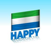 Sierra Leone independence day. Simple Sierra Leone flag and billboard in the sky. 3d lettering template. Ready special day design message. vector