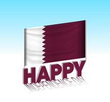 día de la independencia de qatar. bandera de qatar simple y cartelera en el cielo. plantilla de letras 3d. mensaje de diseño de día especial listo. vector