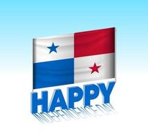 Panama independence day. Simple Panama flag and billboard in the sky. 3d lettering template. Ready special day design message. vector