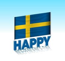 Sweden independence day. Simple Sweden flag and billboard in the sky. 3d lettering template. Ready special day design message. vector