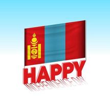 Mongolia independence day. Simple Mongolia flag and billboard in the sky. 3d lettering template. Ready special day design message. vector