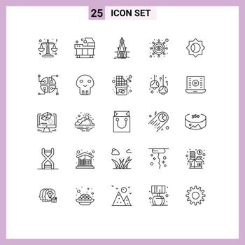 Pictogram Set of 25 Simple Lines of setting vision measure marketing business Editable Vector Design Elements