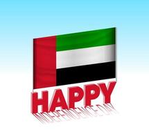 United Arab Emirates independence day. Simple United Arab Emirates flag and billboard in the sky. 3d lettering template. Ready special day design message. vector