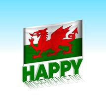 Wales independence day. Simple Wales flag and billboard in the sky. 3d lettering template. Ready special day design message. vector