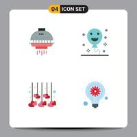 Mobile Interface Flat Icon Set of 4 Pictograms of space love ufo holiday bulb Editable Vector Design Elements