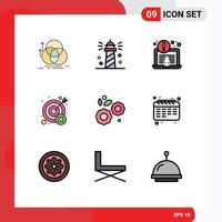 Pictogram Set of 9 Simple Filledline Flat Colors of wrong mistake sea miss security Editable Vector Design Elements