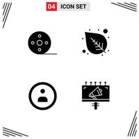 Universal Icon Symbols Group of 4 Modern Solid Glyphs of album user reel plant advertisement Editable Vector Design Elements