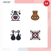 Modern Set of 4 Filledline Flat Colors Pictograph of cleaning fashion pot pongal jewelry Editable Vector Design Elements