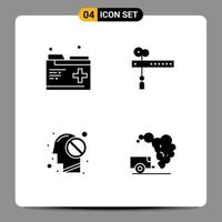 4 User Interface Solid Glyph Pack of modern Signs and Symbols of care mind records festival forbidden Editable Vector Design Elements