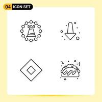 Modern Set of 4 Filledline Flat Colors and symbols such as castle soap rook down symbols Editable Vector Design Elements