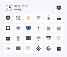 Security 25 Flat Color icon pack including target. protect. fingerprint. lock pad. security vector