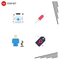 Stock Vector Icon Pack of 4 Line Signs and Symbols for care avatar hospital vaccine direction Editable Vector Design Elements