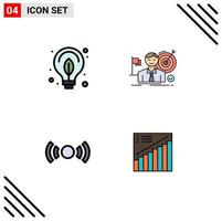 Set of 4 Modern UI Icons Symbols Signs for energy basic bulb hit signal Editable Vector Design Elements