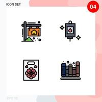 Modern Set of 4 Filledline Flat Colors and symbols such as advertisement love house perfusion back to school Editable Vector Design Elements
