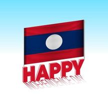 día de la independencia de laos. simple bandera de laos y cartelera en el cielo. plantilla de letras 3d. mensaje de diseño de día especial listo. vector