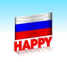 día de la independencia de rusia. simple bandera de rusia y cartelera en el cielo. plantilla de letras 3d. mensaje de diseño de día especial listo. vector