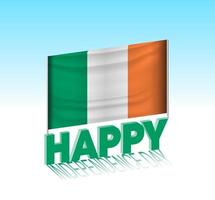 Ireland independence day. Simple Ireland flag and billboard in the sky. 3d lettering template. Ready special day design message. vector