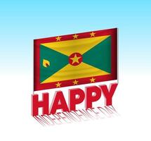 Grenada independence day. Simple Grenada flag and billboard in the sky. 3d lettering template. Ready special day design message. vector