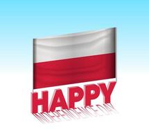 día de la independencia de polonia. simple bandera de polonia y cartelera en el cielo. plantilla de letras 3d. mensaje de diseño de día especial listo. vector