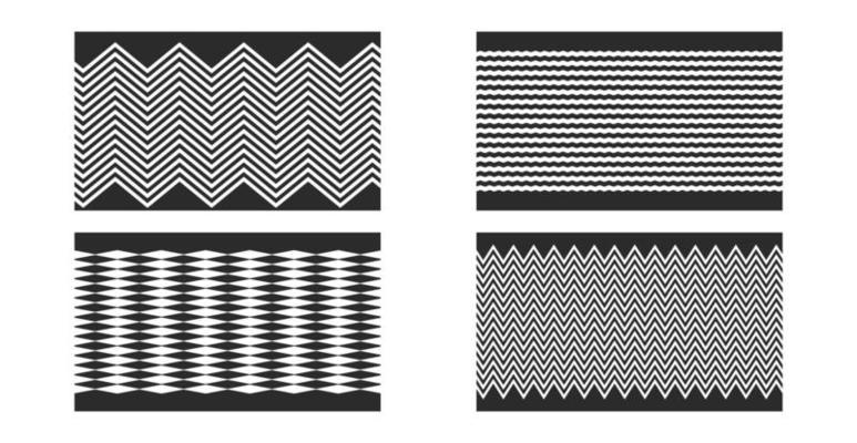 set of black stripe zig zag shape motif pattern