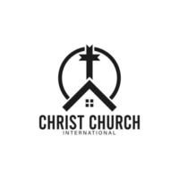 idea moderna minimalista del logotipo de la iglesia de cristo vector