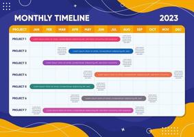 Monthly Timeline for Business Planner Projects Template vector