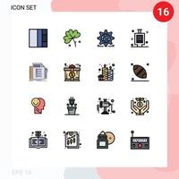 16 iconos creativos, signos y símbolos modernos de la lista de planificación, baño de negocios mundiales, elementos de diseño de vectores creativos editables