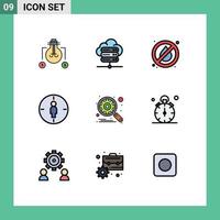 conjunto de 9 iconos modernos de la interfaz de usuario signos de símbolos para configurar el engranaje sin objetivo del motor elementos de diseño vectorial editables vector